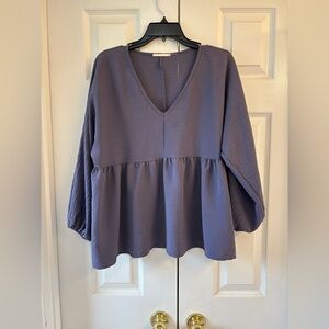 Entro V-Neck Peplum Blouse - Lavender